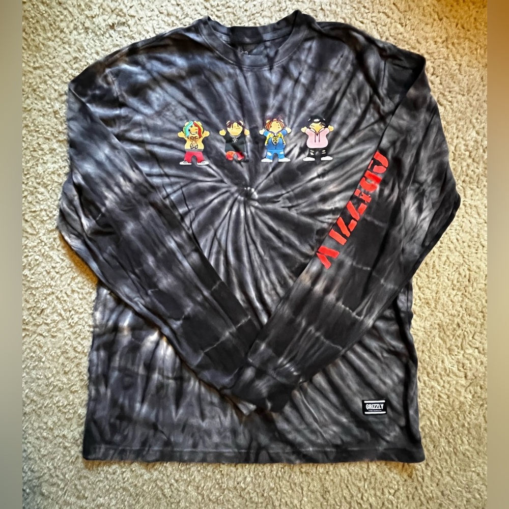 Grizzly tie dye long sleeve large men’s tee